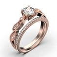 thumbnail image 3 of Dazzling Boho & hippie 1.75 Carat Round Cut Diamond Moissanite Classic Inspired Engagement Ring, Unique Twist Band Wedding Ring in 10k Solid Rose Gold, Promise Ring, One Matching Band, 3 of 4