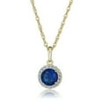 thumbnail image 5 of AVORA 10K Yellow Gold September Birthstone- Blue Sapphire with Simulated Diamond CZ Halo Pendant Necklace with 18" Chain, 5 of 5