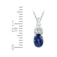 thumbnail image 2 of 10kt White Gold Womens Oval Lab-Created Blue Sapphire Solitaire Diamond Pendant 7/8 Cttw, 2 of 2