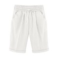 thumbnail image 2 of Karight Women's Elastic Waist Casual Comfy Cotton Linen Beach Shorts with Drawstring Knee Length Curling Bermuda Shorts, 2 of 3
