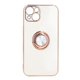 thumbnail image 1 of Coque de protection ultra fine et flexible en TPU pour iPhone 13 avec anneau de support plaqué or rose pailleté, blanche, 1 of 4
