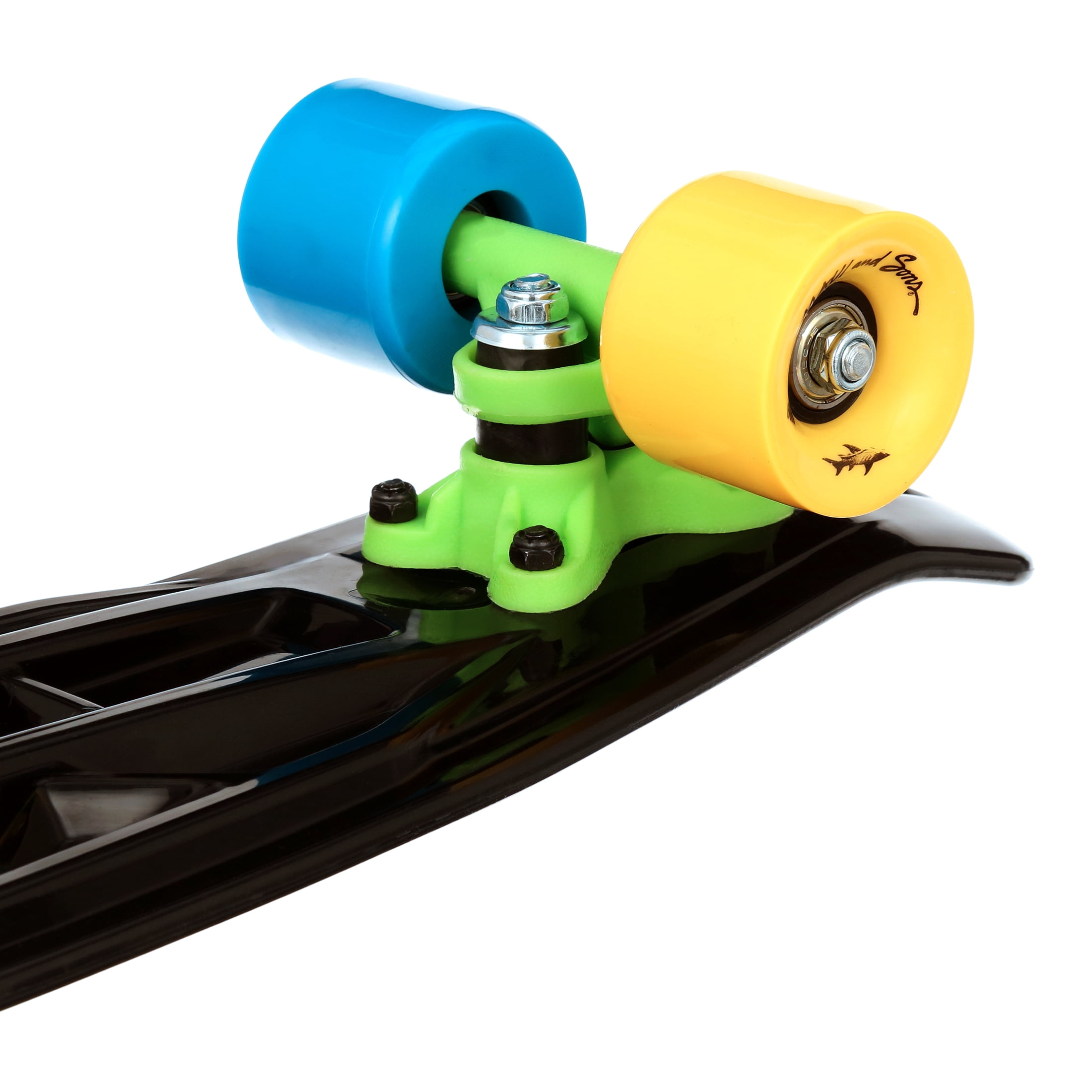 Maui and Sons 22 inch Black Cookie Logo Retro Cruiser Skateboard, 60mm Diameter PU Wheels