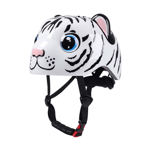 Pitycbo Bicycle Helmet, Lightweight, Shockproof, Cartoon Design, Breathable, for Skating White Tiger