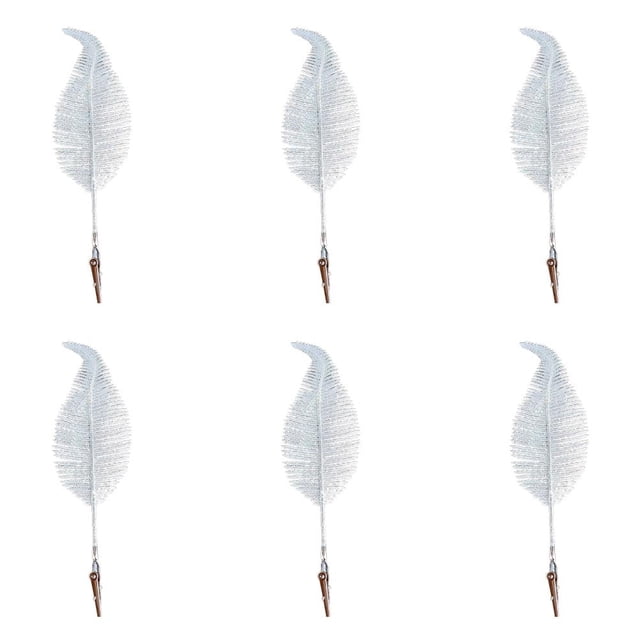 Hojas De Brillo De Simulación De Navidad, 6 Uds., Decoración De Navidad, Pluma De Plástico De Simulación Para Vacaciones, Bodas Y Fiestas Advancent HA045229-01