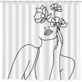 thumbnail image 2 of Minimalist Shower Curtain Abstract Line Art Woman Nordic Style Bath Curtain Simple Art Bathroom Decor Fabric Curtain Decor 72x72 Inches, 2 of 5