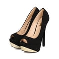 thumbnail image 5 of Women Nubuck Peep Toe Metallic Plate Platform Stiletto Pump GJ69, 5 of 6