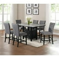 thumbnail image 2 of Faux White Marble Counter Height Dining Set with Wood Storage and Gray Chairs, 2 of 6