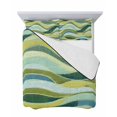 thumbnail image 7 of Quilts Twin-XL Size Bedding Set, Teal Green Ombre Lightweight Quilted Comforter, Modern Abstract Moire Wave Striped Soft Reversible Bedspread Coverlet with Pillow Covers for All Season, 68" x 98", 7 of 7