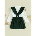 thumbnail image 4 of Suealasg Kids Girl 2 Piece Skirt Outfit Little Girls Solid Color Turtleneck Tops and Corduroy Suspender Skirt Set 1T 2T 3T 4T 5T Toddler Girls Fall Cute Clothes, 4 of 9