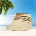 thumbnail image 3 of Sombrero de visera de verano informal para mujer, sombrero de ala ancha con moño desordenado, sombrero de copa hueca, sombrero para el sol para Beige, 3 of 8