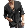 thumbnail image 2 of Men's Lace-Up Solid Color Mid-Sleeve Casual T-Shirt, 2 of 5