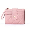 thumbnail image 3 of Women Wallet Wristlet Bi-fold Multi-slots Zipper Solid Color Credit Card Holder Faux Leather Students Short  Purse Case Shopping Use, 3 of 11