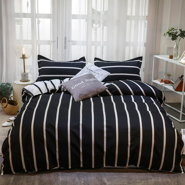 3pcs Modern Novel Duvet Cover Set Plaid Print Bedding Set Soft Comfortable and Skin-friendly Comforter Cover and 2 Pillowcase