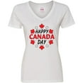 thumbnail image 3 of Inktastic Happy Canada Day- maple leaf circle Women's V-Neck T-Shirt, 3 of 5