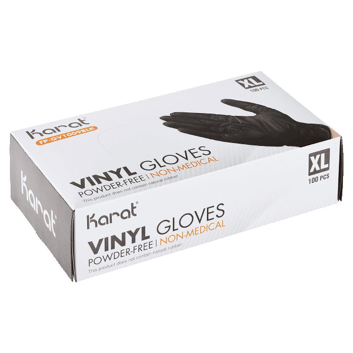 [1,000 ct] Karat Vinyl Gloves, Powder-Free, Black, Extra Large