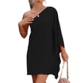 thumbnail image 5 of Women Casual Inclined Shoulder Cape Mini Dress Soild Loose Party Dress Dresses for Women Swing Petite Maxi Dress T Shirt Dress for Women Knee Length Long for Women Casual Summer plus Size Maxi Dresses, 5 of 8
