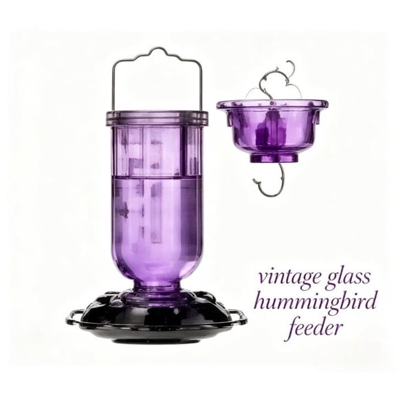 Difdany Antique Teal Hummingbird Feeder with Ant Moat, Flower Shaped Feeding Ports and Perch Ring, Easy Clean Outdoor Bird Feeder