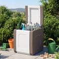thumbnail image 4 of Gymax Deck Box Patio Container w/ Lockable Lid Weatherproof Plastic Storage Bin Brown & White, 4 of 9