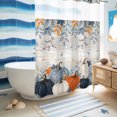 thumbnail image 5 of No Hook Shower Curtain, Orange Blue Pumpkin Fall Shower Curtains for Bathroom with See Through Top Window, Thanksgiving Botanical Vintage Waterproof & Washable Bath Curtain 60"x72", 5 of 8