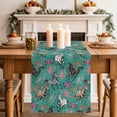 thumbnail image 3 of Pink Flowers Cotton Linen Table Runner for Dining Kitchen, Black Brown White Horse Country Retro Teal Wedding Outdoor Party Tablerunners, Dresser Scarf Coffee Tablecloth Runners 13x36 Inches, 3 of 8