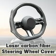 thumbnail image 4 of Non-Slip Leather Carbon Fiber Steering Wheel Cover, 14.5-15 Inches Universal Fit for Cars & Trucks, Breathable Auto Interior Protective Accessory, 4 of 12