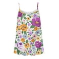 thumbnail image 4 of up to 60% off Gifts wycnly Womens Tank Tops Beach Loose Pleated Swing Strap Vest Ladies Cami Shirts Summer Trendy Floral Print Round Neck Sleeveless Shirts Blouse Green s, 4 of 5