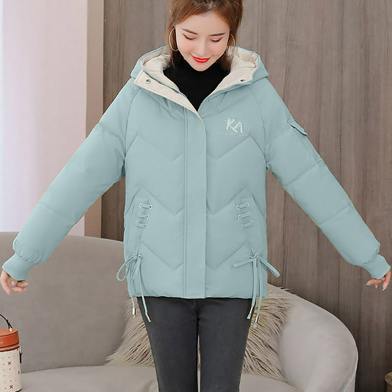 Olyvenn Stylish Woman Fashion Long Sleeves Comfortable Loose Tops Hooded Long Coat Blouse Cold Weather Thicken Furry Lined Thermal Down Jackets Pink
