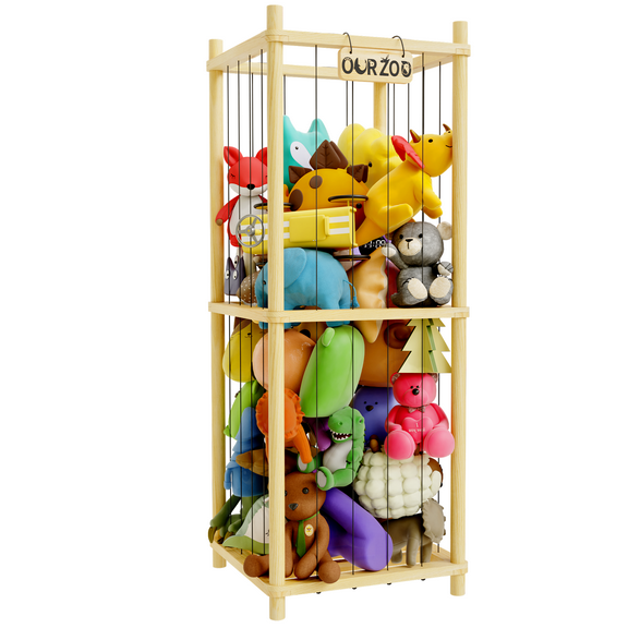 Stuffed Animal Zoo Storage Cage, 41'' Extra Large Stuffed Animals Storage Bin Display, for Kids Room, Playroom, Plushies, Stuffy, Plush Toy, Stuff Animal Basket, Toys Organizer Holder