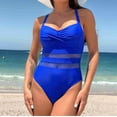 thumbnail image 2 of Women'S Hollow Out Tummy Control Strap Back Bikini Set Bathing Swimsuits Royal Blue M, 2 of 7