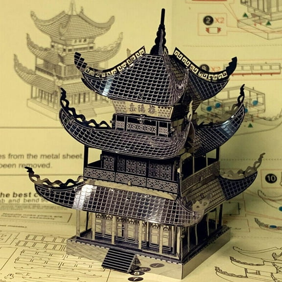 SSKFHGI Yueyang Tower 3d Metal Jigsaw Puzzle Building Model Birthday Gift
