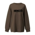 thumbnail image 4 of Bjutir Womens Sweatshirts Loose Fit Print Off Shoulder Long Sleeve Pullover Sweatshirt Brown, 4 of 4