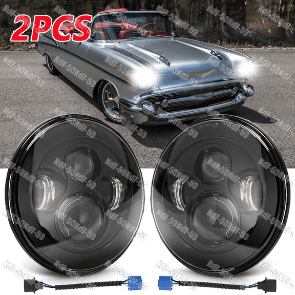 2x 7" Inch Round LED Headlights Hi-LO Sealed Beam for Chevy Bel Air 1955-1957