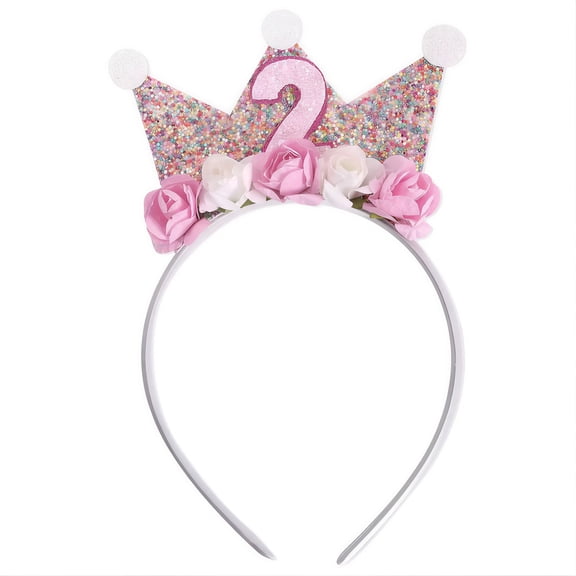 DESIGNICE Wedding Party Crown - 2T Baby Rainbow Glitter Birthday Crown