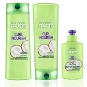 Garnier Hair Care Fructis Curl Nourish Shampoo, Conditioner, and Butter Cream Leave In Conditioner Kit