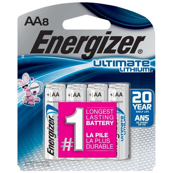 Energizer Lithium Batteries, AA, 8/Pack