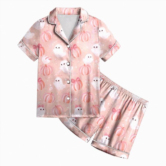 CAUYDY Toddler Baby Girls Halloween Pajamas Sets Kids Cute Pumpkin Sleepwear Halloween Ghost 2-Piece PJs Pink Sizes 8-9 Years