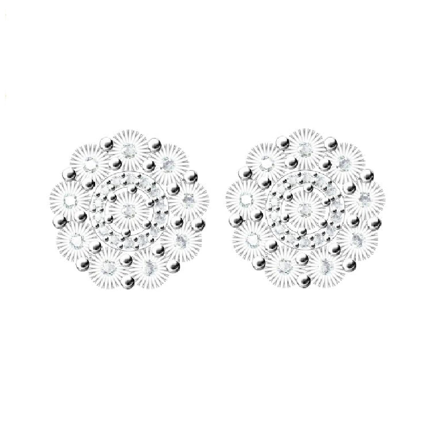King of Bling's 10K Real Yellow Gold with 0.20CT Real Diamond Men's/Women's stud Floral Earrings