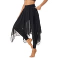 thumbnail image 3 of YIZYIF Womens Latin Dance Skirt Irregular Hem Ballroom Tango ChaCha Dance Costume Black-A M, 3 of 7