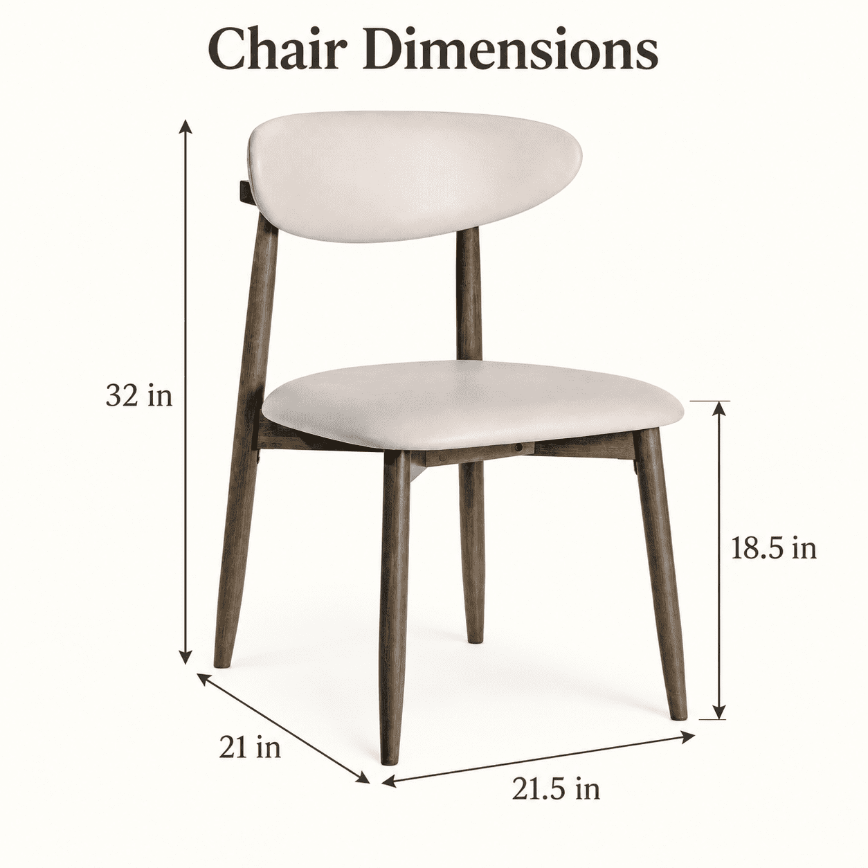 Furnibear Upholstered Dining Chairs Set of 2 with Curved Backrest and Rubber Wood Legs for Kitchen and Dining Room Modern Seating, Beige
