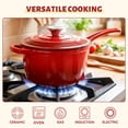 thumbnail image 6 of Hawsaiy 2 QT Cast Iron Sauce Pan with Lid, Enameled Cast Iron Saucepan with Solid Stainless Steel Knob, Even Heating & Self-Basting, Oven Safe up to 500℉, Compatible with All Stovetops, Red, 6 of 10