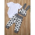 thumbnail image 4 of Jxzom My First Easter Newborn Infant Baby Girl boy Outfit 3M 6M 12M 24M Short Sleeve Bunny Romper Pants hat 3Pcs Clothes Set, 4 of 7
