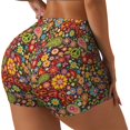 thumbnail image 2 of Naloa Hippie Peace Love Biker Shorts for Women Seamless Scrunch Short Women’s Yoga Shorts for Gym Running Sport Shorts - Medium, 2 of 9
