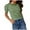 Green, variant on Women's Short Puff Sleeve Knit Crewneck Striped T-Shirt, Trendy Casual Summer Blouse, Comfortable Lightweight Top for Daily Wear, Perfect for Work, Vacations, and Weekend Outings