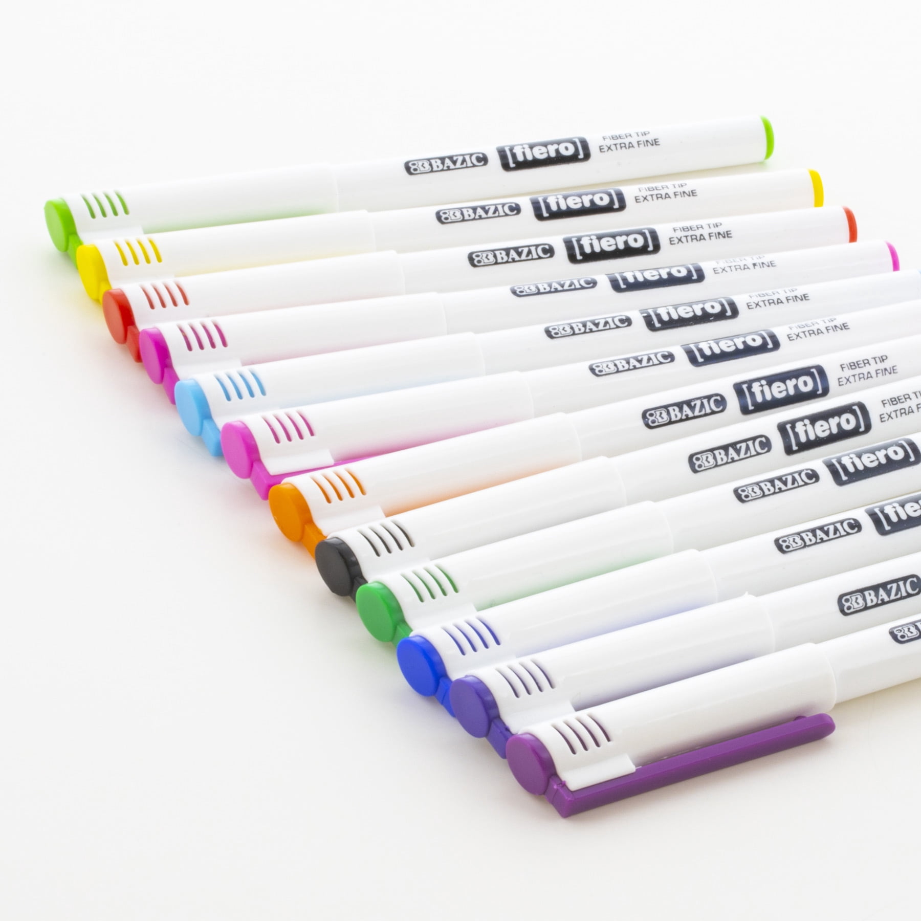 BAZIC Fiero Red Fiber Tip Fineliner Pen, 0.4mm Extra Fine Tip (4/Pack), 24-Pack
