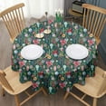 thumbnail image 3 of Dark Green Christmas Ornament Pattern Round Tablecloth 60"x60",Wrinkle Wipeable Table Cloth for Kitchen Dining Room Picnic Patio Party, 3 of 6