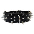 thumbnail image 1 of Collares para perros de cuero genuino de lujo de 2 "de ancho con tachuelas para perros medianos y grandes, cuello negro XL de 21-24", 1 of 2