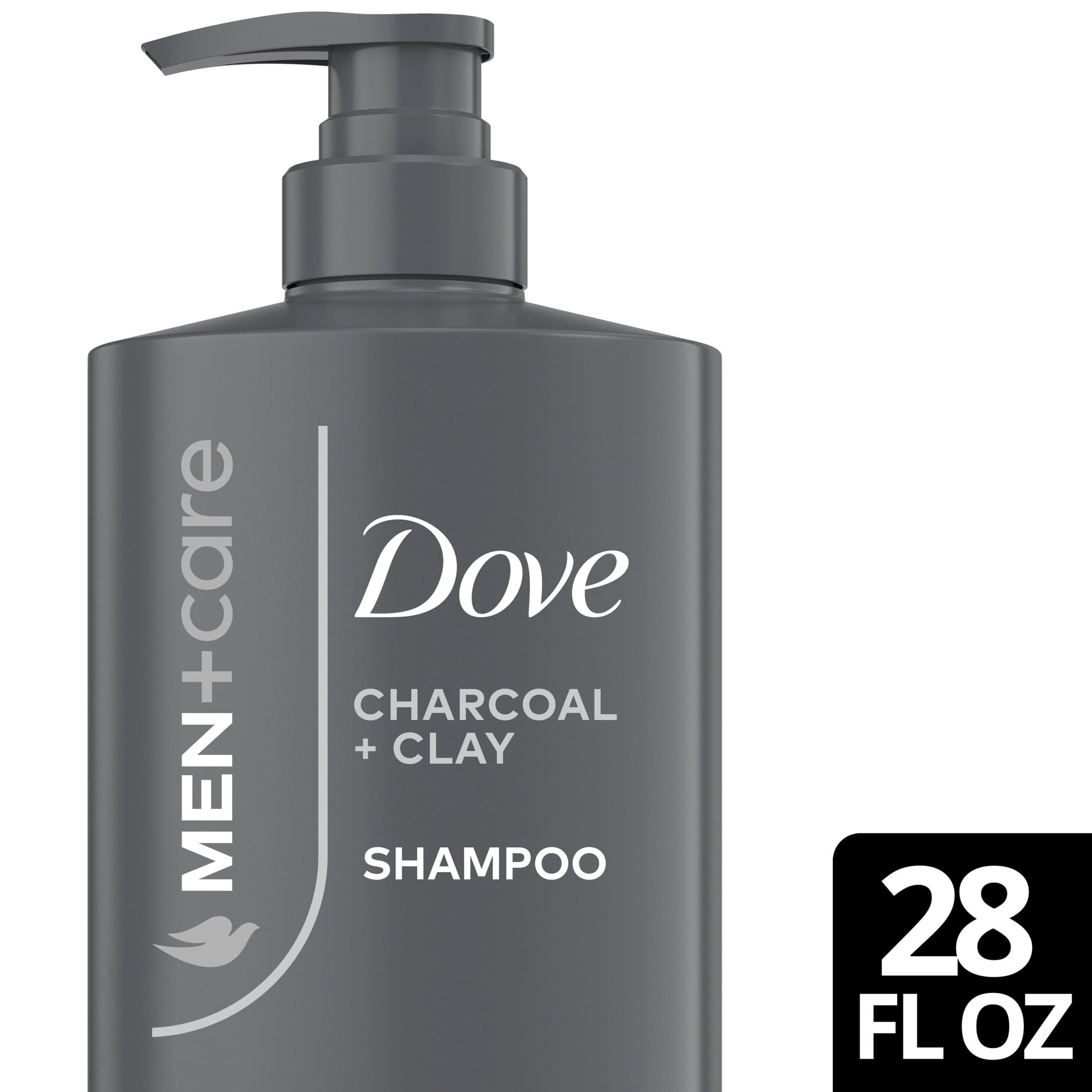 Dove Men+Care Shampoo for Real Hair that Powers Up Hair Strength, Charcoal + Clay with Deep Purifying Benefits, 28 fl oz