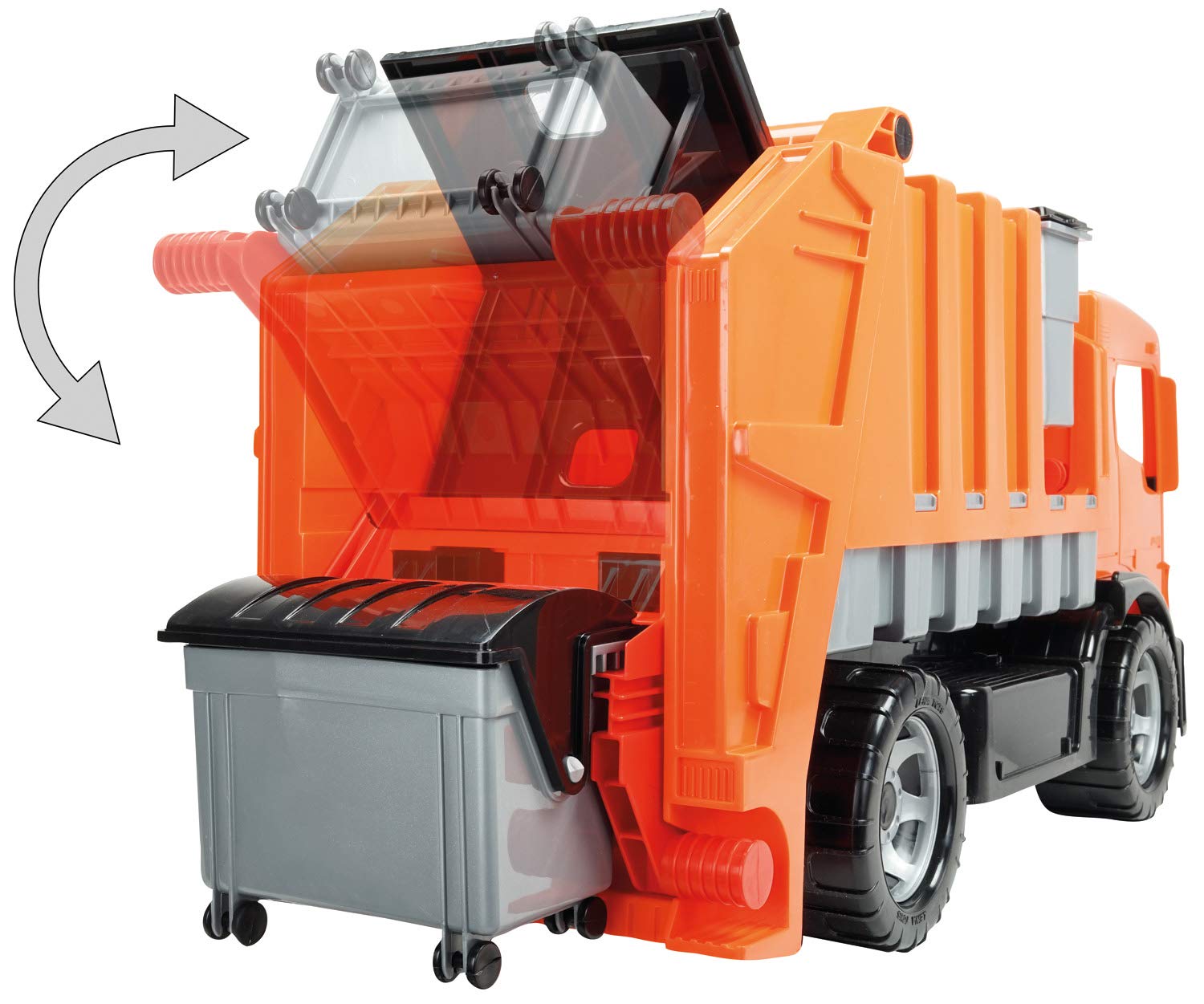 orange garbage truck toy