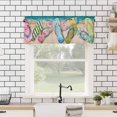thumbnail image 4 of Colorful Flip Flops Kitchen Valances for Windows 42x12 Inch Kitchen Curtains Valances Rod Pocket Summer Blue Beach Ocean Bathroom Window Valances for Window Treatment Decor, 4 of 6