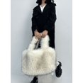 thumbnail image 2 of Bolso grande de piel sintética para mujer, bolsa de mano de diseñador, de felpa suave y esponjosa, cálido, para invierno, 2022, 2 of 6